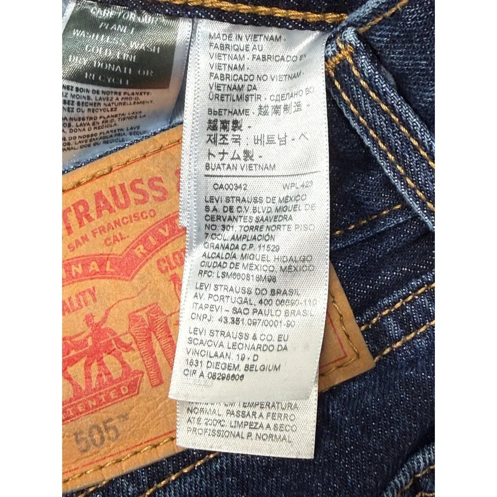 Levis 505 Regular Fit Classic Jeans Men 30x29 Dark Wash Straight Leg Denim Chore